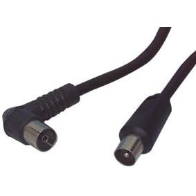 кабель антенный коаксиальный вилка(coax) - розетка(coax),  1.5 метра, Г-образный разъем, цвет черный
